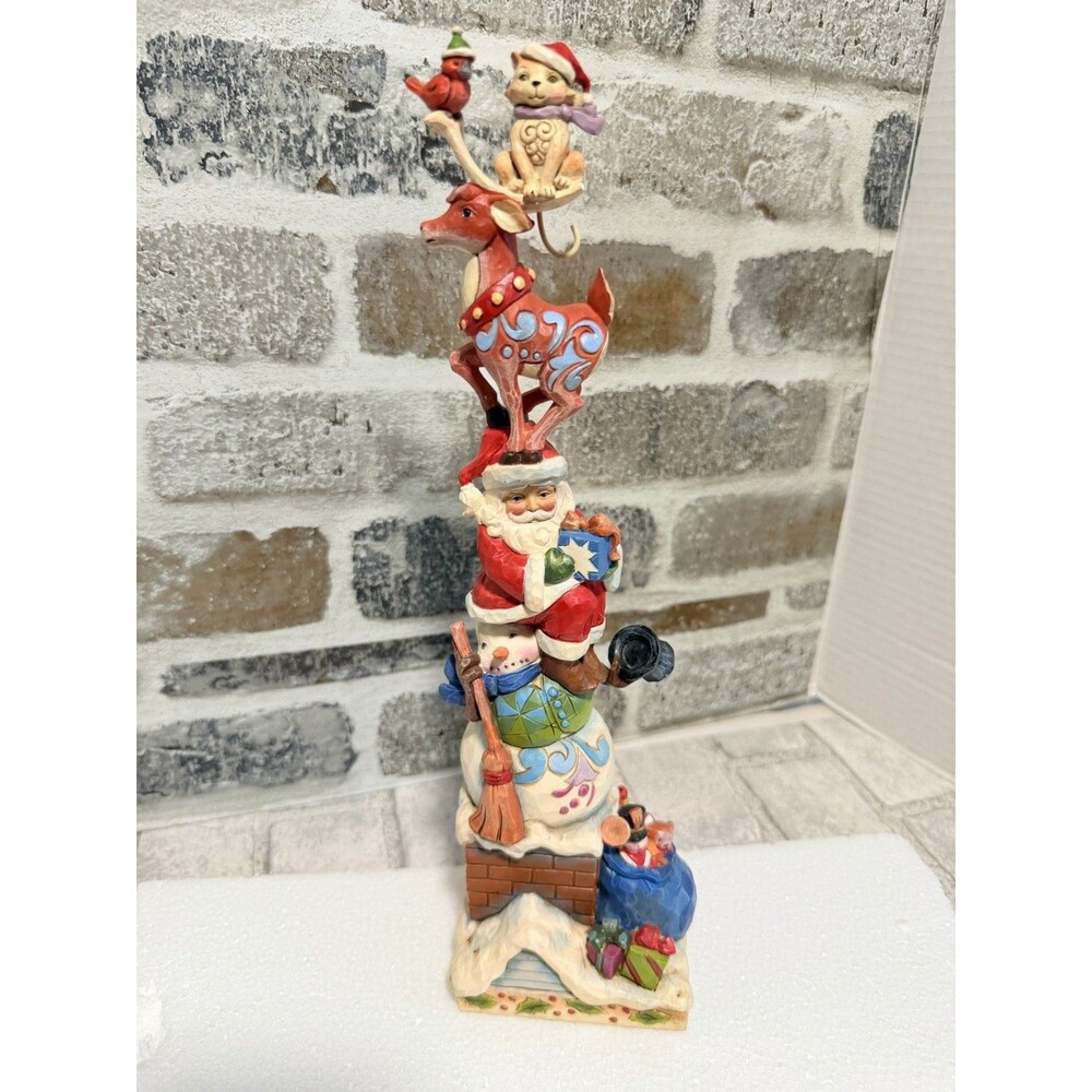 Jim Shore Santa Snowman & Friends Stack "Piled High With Holiday Spirit"